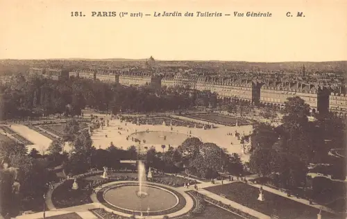 C033 Frankreich, Paris Le Jardin des Tuileries Vintage Postkarte