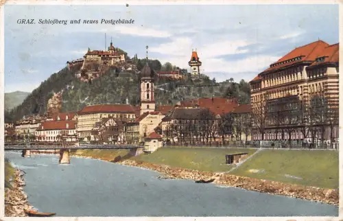 C035 Österreich, Graz Schlobberg und neues Postgebaeude 1933 alte Postkarte