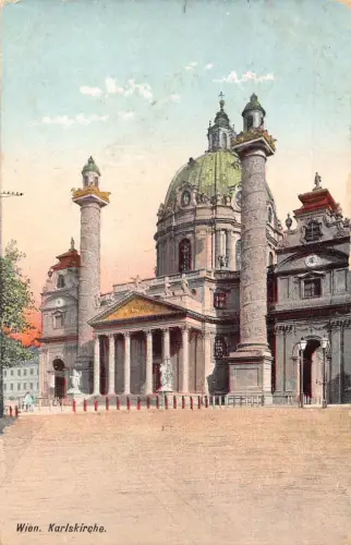 C040 Österreich, Wien Karlskirche 1906 alte Postkarte