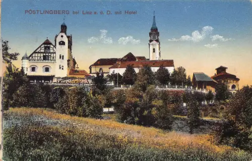 C040 Österreich, Poestlingberg bei Linz Hotel Vintage Postkarte