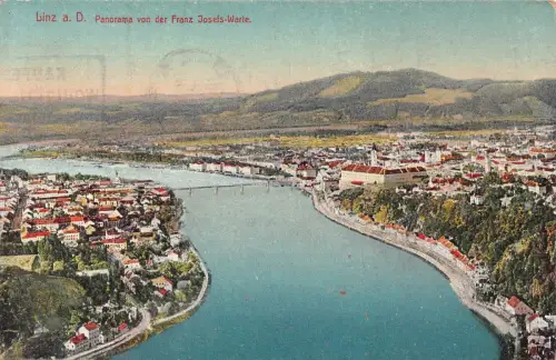 C040 Österreich, Linz a.d. Panorama von der Franz Josefs Warte Vintage Postkarte