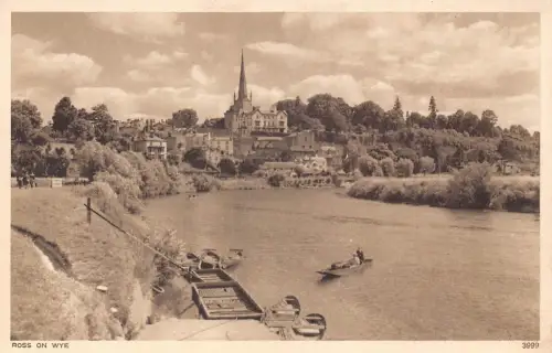 B210 England Ross on Wye Boats Vintage Postkarte