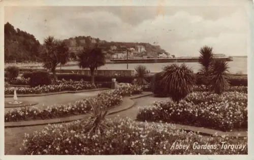 B211 England 1950 Torquay Abbey Gardens RPPC Vintage Postkarte
