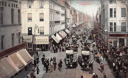 B212 Schottland 1906 Argyle Street Glasgow Doppeldecker Straßenbahn Tabaccos Postkarte