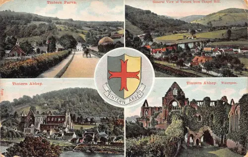 B211 England 1913 Tintern Abbey Watergate Chapel Hill Parva Postkarte