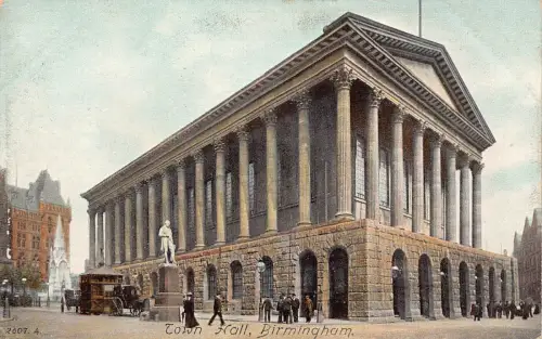 B211 England Town Hall Birmingham Vintage Postkarte