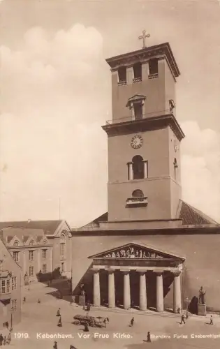 B215 Dänemark Kopenhagen Vor Frue Kirke Kirche RPPC Vintage Postkarte