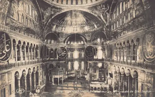 B216 Türkei Konstantinopel Istanbul Interieur de Mosque Ste Sophie RPPC Postkarte