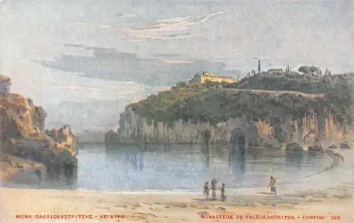 B217 Griechenland Corfou Monastere de Paleicastritsa Kunstkloster Vintage Postkarte