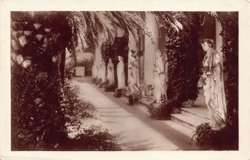B217 Griechenland Corfou Muses d'Achilleion Statuen RPPC Vintage Postkarte