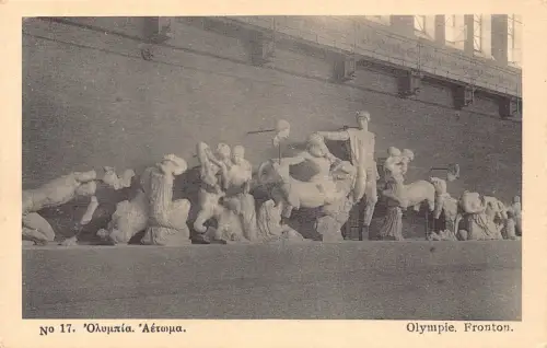 B217 Griechenland Olympie Fronton Statuen Vintage Postkarte