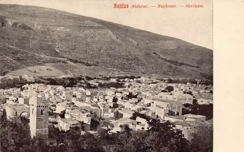 B222 Palästina Nablus Sichem Naplouse Sichem Gesamtansicht Vintage Postkarte