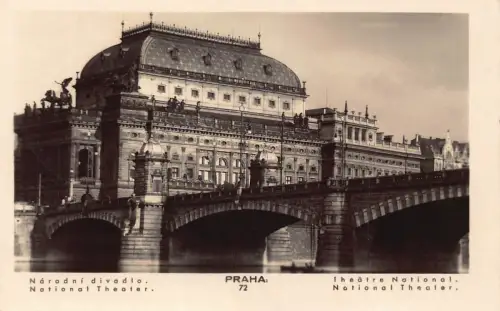 B221 Tschechien Praha Prag 1934 Nationaltheater RPPC Vintage Postkarte