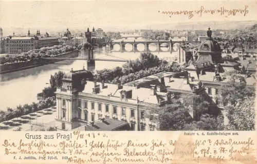 B221 Tschechien Praha Prag 1903 Gruss aus Prag Gesamtansicht Vintage Postkarte