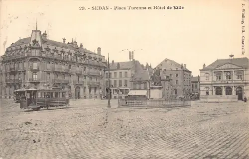 B221 Frankreich 1918 Limousine Place Turenne et Hotel de Ville Straßenbahn Vintage Postkarte