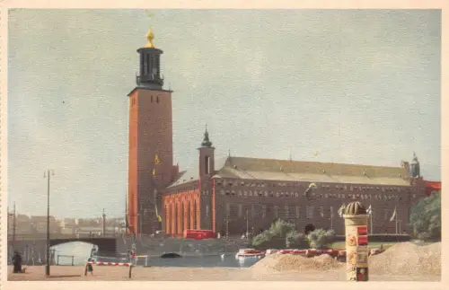 B222 Schweden Stockholmer Rathaus Vintage Postkarte