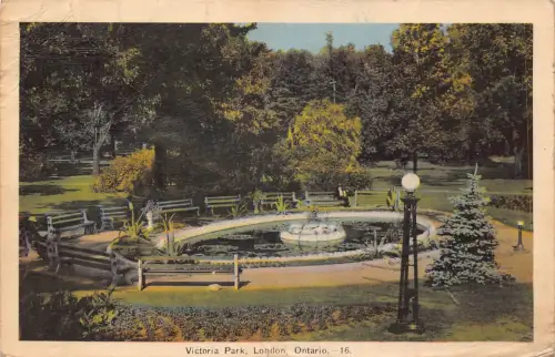 B223 Kanada 1940 Victoria Park London Ontario Vintage Postkarte