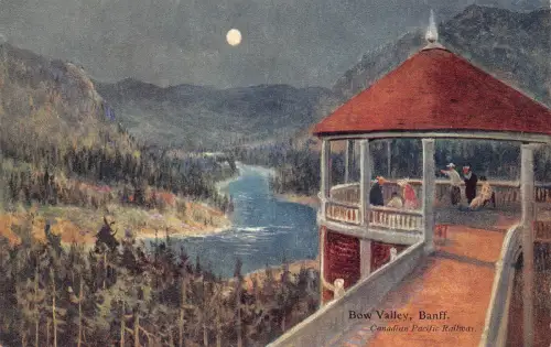 B223 Canadian Pacific Railway Banff Bow Valley Bandstand Moonlight Postkarte