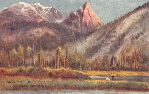 B223 Canada Canadian Pacific Railway Banff Mount Edith Kunst Postkarte