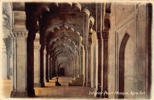 B222 Indien Innenraum Birnenmoschee Agra Fort Vintage Postkarte