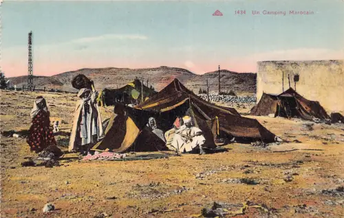 B222 Marokko Un Camping Marocain Eingeborene im Zelt Ethno Vintage Postkarte
