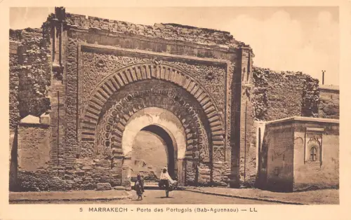 B222 Marokko Marrakesch Porte des Portugais Bab Aguenaou Vintage Postkarte