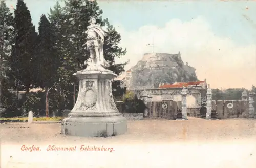 B223 Griechenland Korfu Denkmal Schulenburg Vintage Postkarte