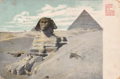 B223 Ägypten Kairo Sphinx et la deuxieme Pyramide Chefren Vintage Postkarte