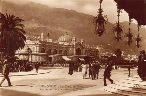 B223 Monaco Monte Carlo Cafe de Paris Vue prise entree du Casino RPPC Postkarte