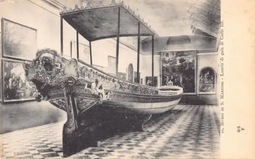 B223 Italien Museo di S Martino Lancia di gala di Carlo III Boot Postkarte