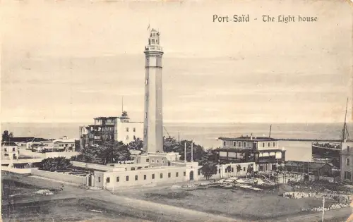B223 Ägypten Port Said The Lighthouse Vintage Postkarte