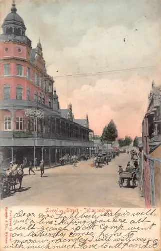 B224 Südafrika 1905 Johannesburg Lovedav Street Carriages Vintage Postkarte