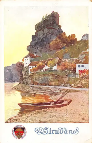 B227 Deutschland Struden Wappen Meerblick Boot Vintage Postkarte