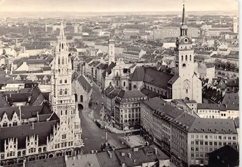 B233 Deutschland 1964 München Panorama Marienplatz Rathaus Kirche Postkarte