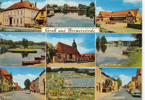 B233 Deutschland 1966 Gruss aus Bremervoerde Schwimmbadwagen Oldtimer Postkarte