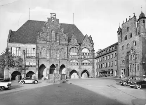 B234 Deutschland 1962 Hildesheimer Marktplatz Rathaus Autos RPPC Postkarte