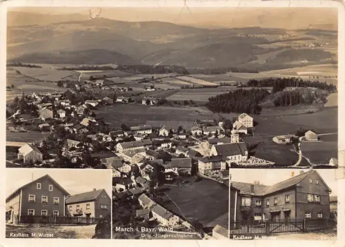 B235 Deutschland Marsch i Bayr Wald Häuser Luftaufnahme RPPC Postkarte