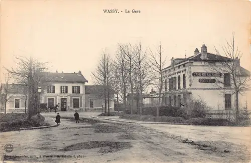 Frankreich Wassy Bahnhof Gare Hotel Cafe Vintage Postkarte L551