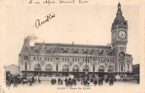 Frankreich Paris Bahnhof Gare de Lyon 1903 Vintage Postkarte L551