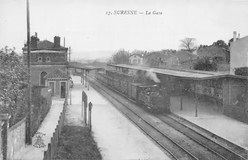 Frankreich Suresne Bahnhof Gare Vintage Postkarte L551