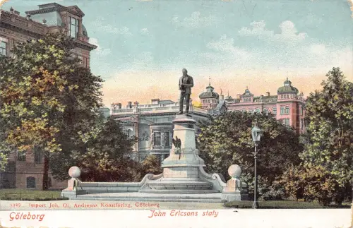 B238 Schweden Goeteborg John Ericson Statue Vintage Postkarte