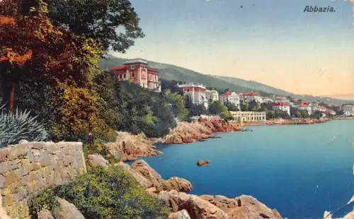 B239 Kroatien 1910 Opatija Abbazia Meerblick Vintage Postkarte