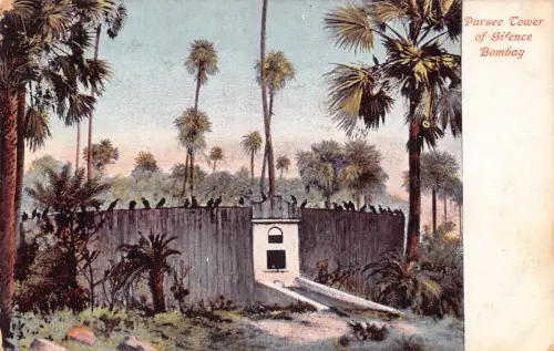 B239 Indien Parsee Turm der Stille Bombay Vintage Postkarte