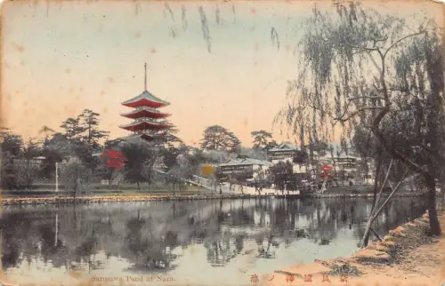 B238 Japan Sarusawa Teich bei Nara Vintage Postkarte