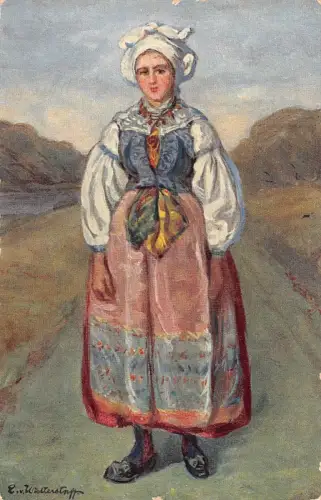 B239 Schweden Ureinwohnerin Ethno Nordiska Museet Ostra harad Bleking Postkarte