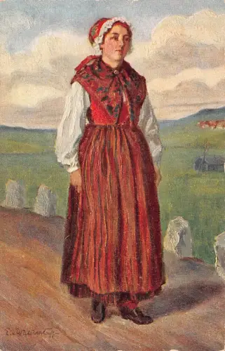 B239 Schweden Ureinwohnerin Ethno in Kirchenkleidung von Dalarna Postkarte