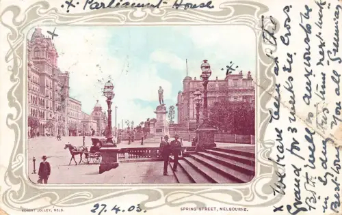 B239 Australien 1903 Spring Street Melbourne Jugendstil Passepartout Postkarte