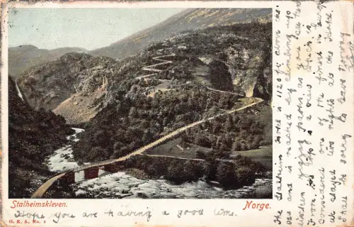 B242 Norwegen 1905 Stalheimskleven Brücke Vintage Postkarte