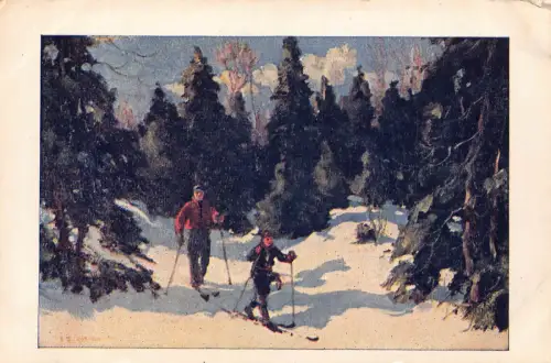 B243 Kanada Blick auf Laurentian Mountains PQ Skifahren Vintage Postkarte