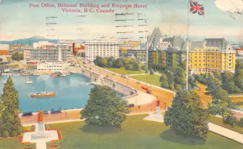 B243 Kanada 1956 Post Office Belmont Building & Empress Hotel Victoria Postkarte